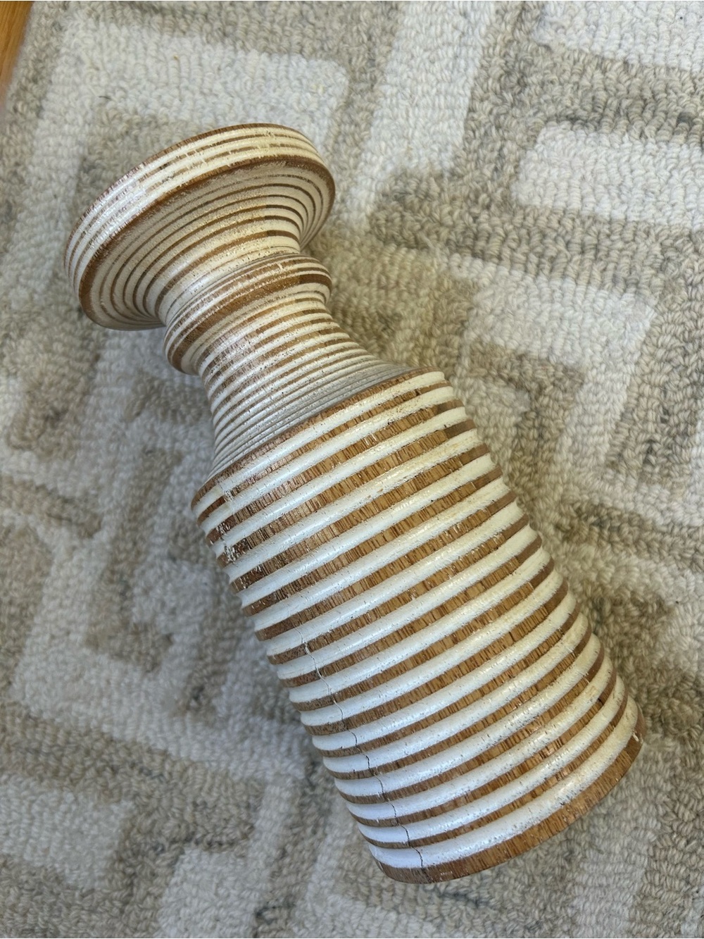 Wood Striped Candle Holder/Pillar
